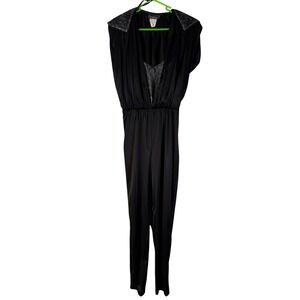STASH Metallic‎ Accent Jumpsuit Size 9/10 Black Party Romper Vintage